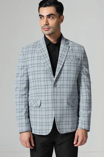 Mens light green checkered tweed blazer