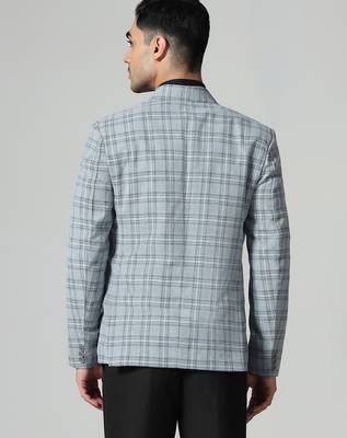 Mens light green checkered tweed blazer 2