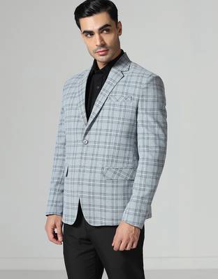 Mens light green checkered tweed blazer 3