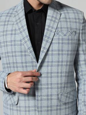 Mens light green checkered tweed blazer 5