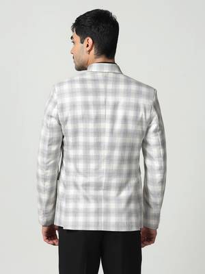 Mens white checkered tweed blazer 5