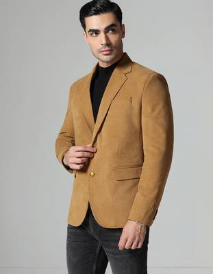 Mens mustard corduroy notched lapel blazer 3