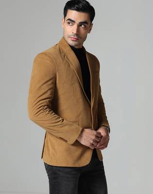 Mens mustard corduroy notched lapel blazer 4