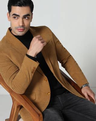 Mens mustard corduroy notched lapel blazer 5