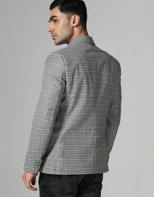 Mens black and white check blazer 2