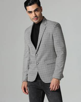 Mens black and white check blazer 3