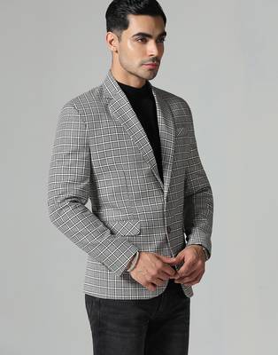 Mens black and white check blazer 4