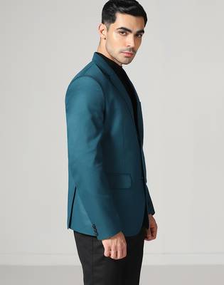 Mens turquoish notched lapel blazer 3