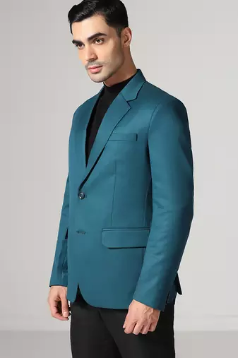 Mens turquoish notched lapel blazer