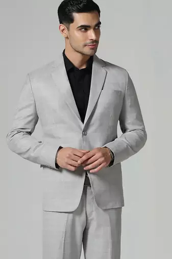 Mens light grey check blazer