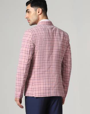 Mens pink checkered tweed blazer 2