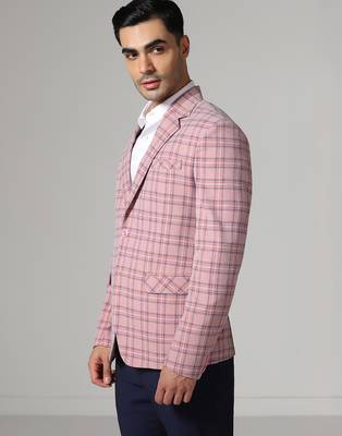 Mens pink checkered tweed blazer 3