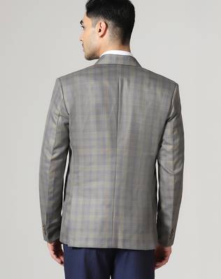 Mens grey blue check blazer 2
