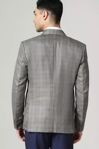 Mens grey blue check blazer