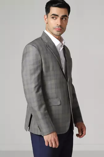 Mens grey blue check blazer