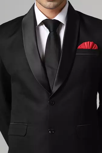 Mens black tuxedo blazer with hanky