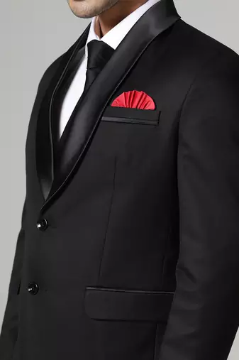 Mens black tuxedo blazer with hanky
