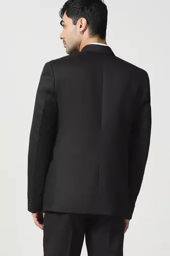 Mens black peaked lapel tuxedo blazer