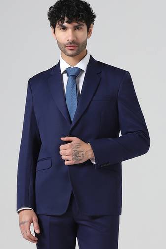 Mens navy blue solid blazer