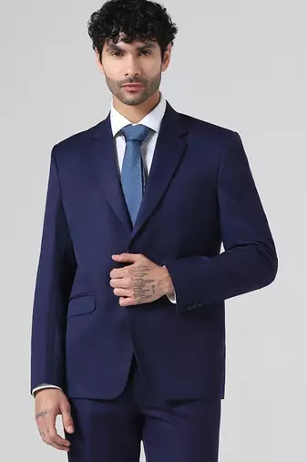 Mens navy blue solid blazer