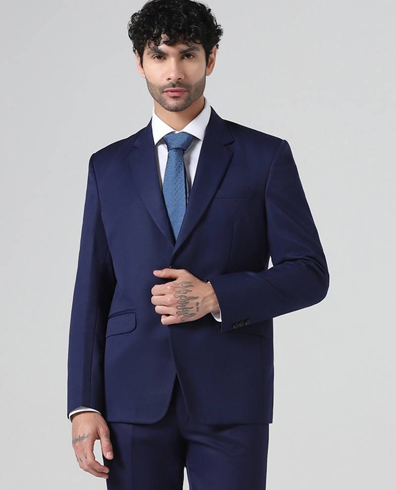 Mens navy blue solid blazer