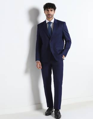 Mens navy blue solid blazer 2