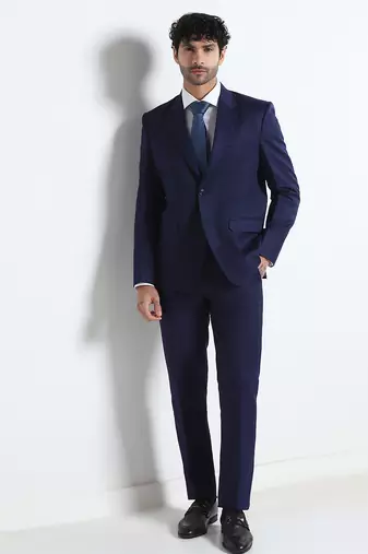 Mens navy blue solid blazer