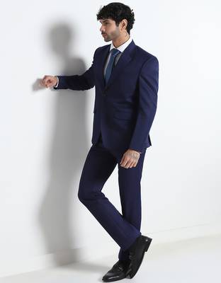Mens navy blue solid blazer 3