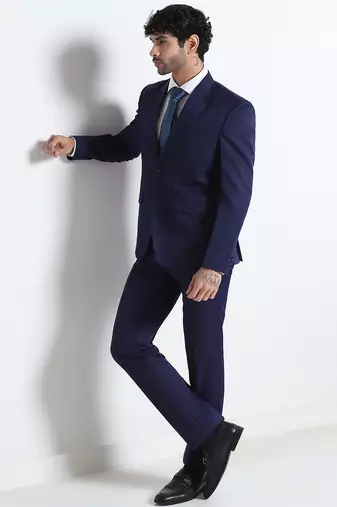 Mens navy blue solid blazer