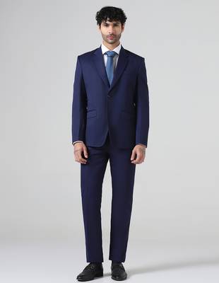 Mens navy blue solid blazer 4