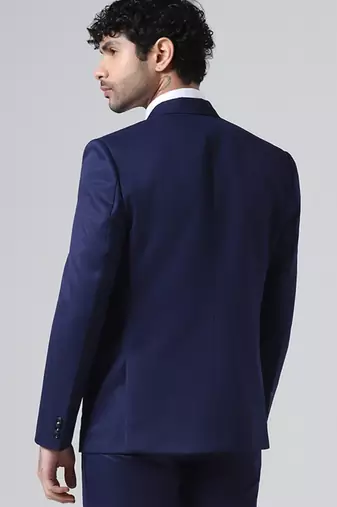 Mens navy blue solid blazer