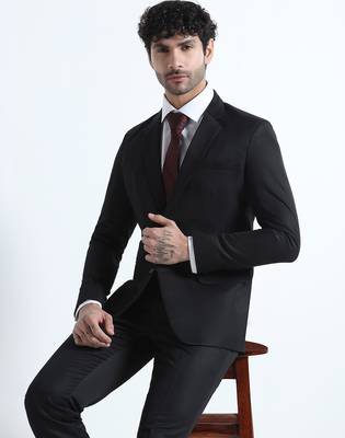 Mens black notched lapel blazer 3