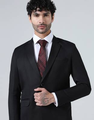 Mens black notched lapel blazer 4