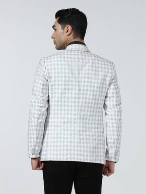 Mens white checked double breasted blazer 5