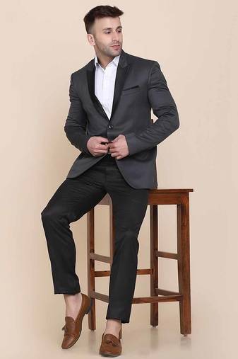 Mens grey shawl collar tuxedo suit