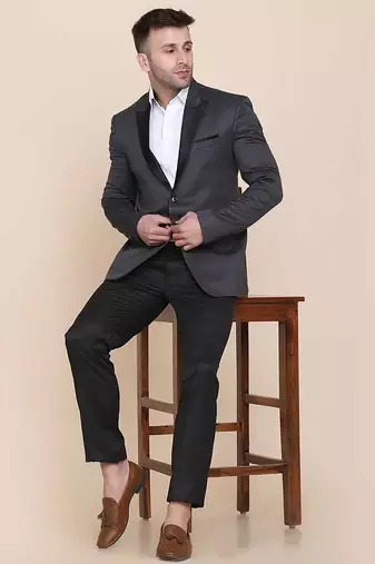 Mens grey shawl collar tuxedo suit