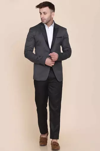 Mens grey shawl collar tuxedo suit