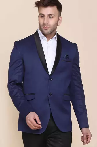 Mens blue shawl collar tuxedo suit