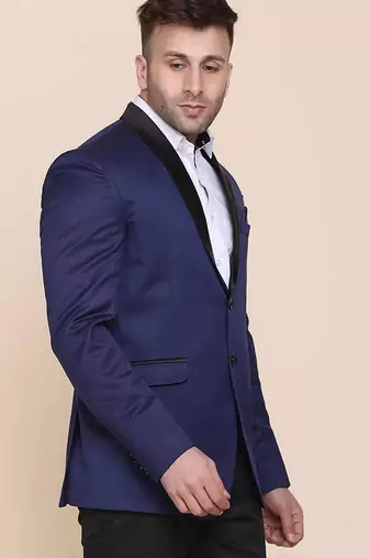 Mens blue shawl collar tuxedo suit