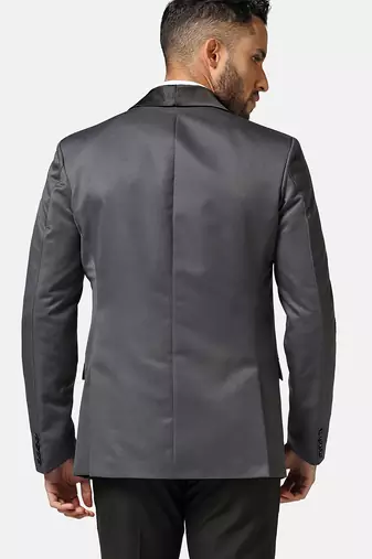Mens dark grey shawl collar tuxedo suit