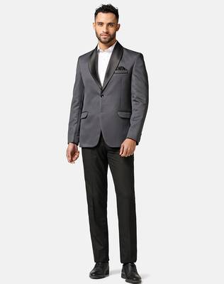 Mens dark grey shawl collar tuxedo suit 3