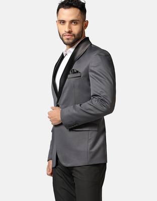 Mens dark grey shawl collar tuxedo suit 4