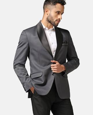 Mens dark grey shawl collar tuxedo suit 5