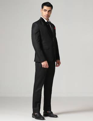Mens black tuxedo suit with pocket square 5