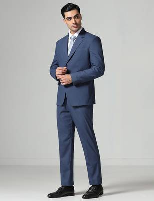 Blue mens notched lapel suit 3