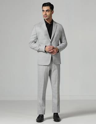 Mens light grey checkered suit 1
