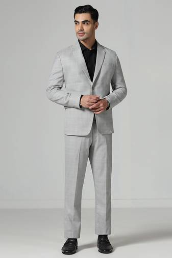 Mens light grey checkered suit