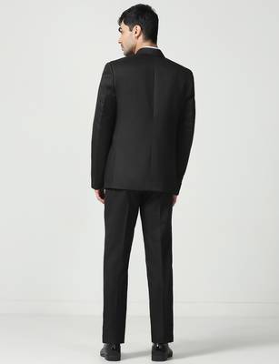 Mens black peaked lapel tuxedo suit 2
