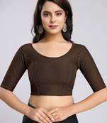 Cotton lycra stretchable comfy round neck half sleeves saree blouse readymade