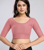 Cotton lycra stretchable comfy round neck half sleeves saree blouse readymade
